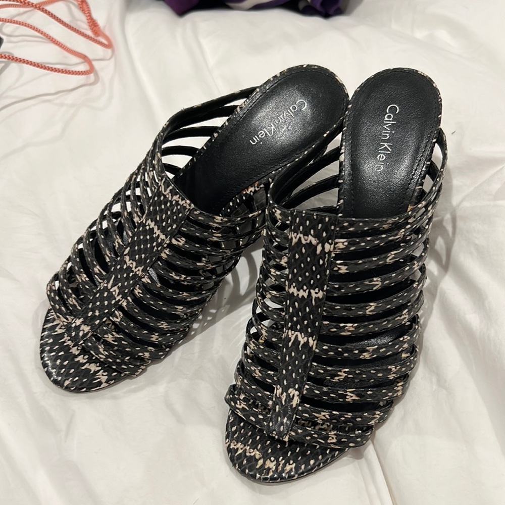 Calvin Klein Phillipa Snake Print Wedge Sandal 8M